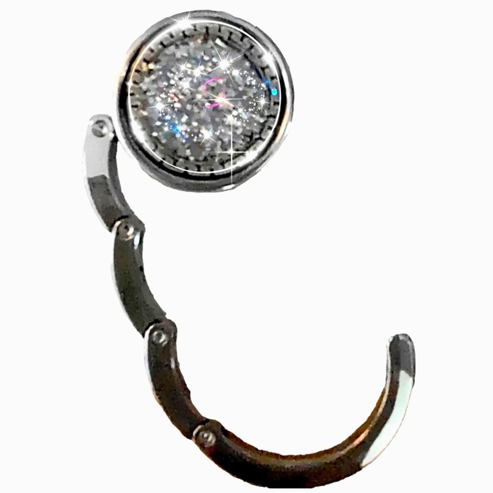 Purse Hook Sparkling Rainbow Glitter Iridescent Handbag Holder